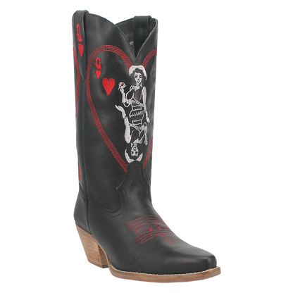 QUEEN A HEARTS LEATHER BOOT